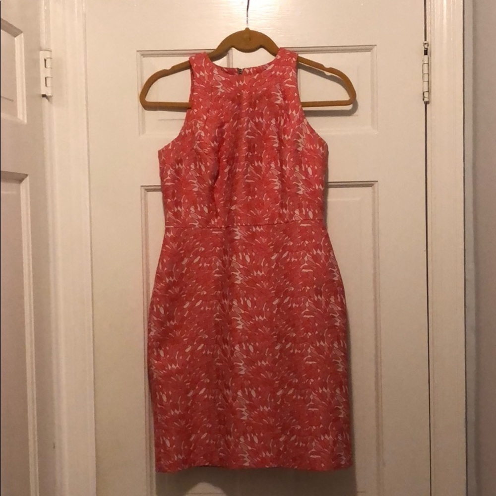 Ann Taylor 0P pink and cream sleeveless dress
